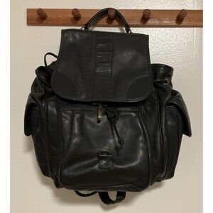 Egyptian Made Black Leather Backpack Vintage Heavy Thick Grain Fashion
